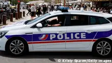 CANNES, FRANCE - MAY 18: (EDITORS NOTE: Image was altered with digital filters.) A police cars patrols during the 76th annual Cannes film festival at on May 18, 2023 in Cannes, France. (Photo by Kristy Sparow/Getty Images)