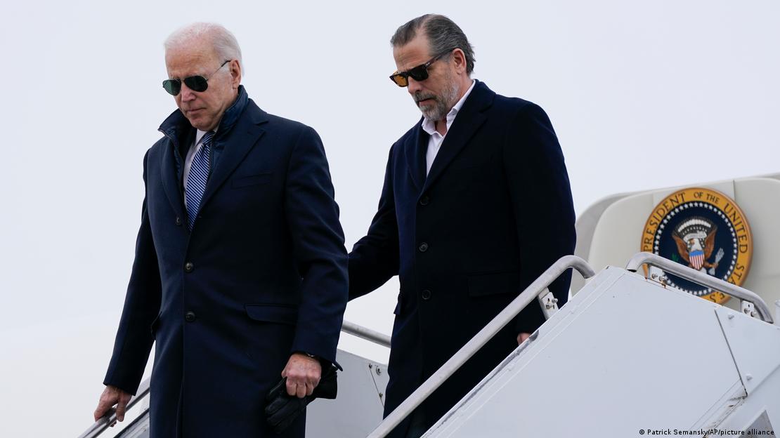 Joe and Hunter Biden stepping off Air Force One in New York 