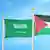 پرچم‌های فلسطینی و عربستان سعودی