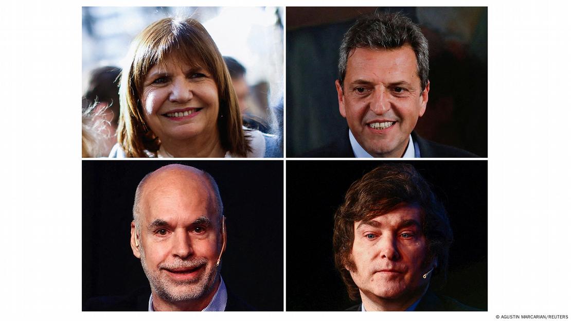 Arriba: Patricia Bullrich y Sergio Massa. Abajo: Horacio Rodríguez Larreta y Javier Milei.