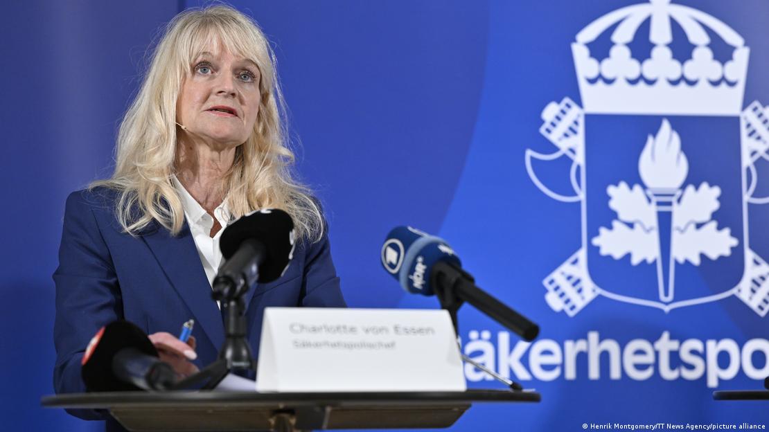 Security Police Chief Charlotte von Essen at a press conference about the deteriorating security situation in Sweden
