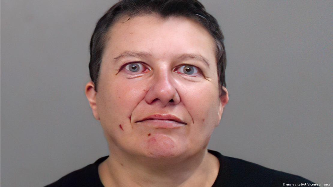 A photo provided by the Hidalgo County (Texas) Sheriff's Office, showing the booking photo of Pascale Ferrier