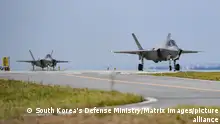 This handout picture released by the South Korea's Defense Ministry shows F-35A stealth fighters of the 17th Fighter Wing take part in a Ulchi Freedom Shield (UFS) exercises in South Korea, August 21, 2023. South Korean and U.S military Combined Forces Command hold the annual Ulchi Freedom Shield (UFS) exercises from 21-31 August. South Korea's Defense Ministry Handout via Matrix Images