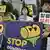 Protesto contra despejo de água contaminada de Fukushima diante da embaixada do Japão na Coreia do Sul