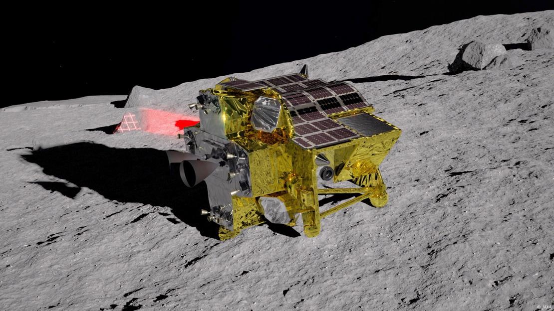 Illustrazione del lander giapponese SLIM sulla superficie lunare