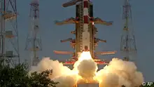 The screengrab from Indian Space Research Organisation (ISRO) Youtube channel shows the Aditya-L1 spacecraft lifts off on board a satellite launch vehicle from the space center in Sriharikota, India, Saturday, Sept. 2, 2023. (Indian Space Research Organisation via AP)