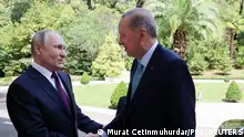 Russian President Vladimir Putin meets with Turkish President Tayyip Erdogan in Sochi, Russia, September 4, 2023. Murat Cetinmuhurdar/PPO/Handout via REUTERS THIS IMAGE HAS BEEN SUPPLIED BY A THIRD PARTY. NO RESALES. NO ARCHIVES 