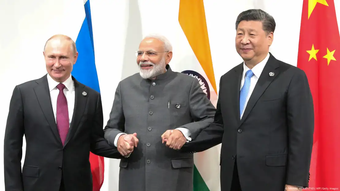  Russian President Vladimir Putin, Indian Prime Minister Narendra Modi and Chinese President Xi Jinping on the sidelines of the G20 summit in Osaka, Japan, on June 28, 2019