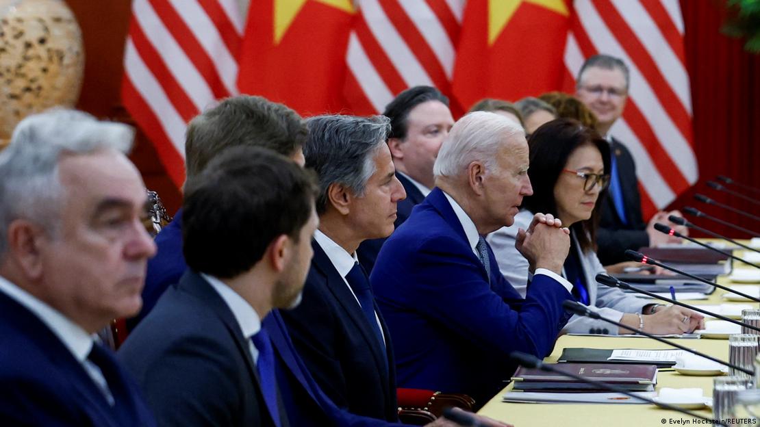 US President Joe Biden attends a meeting with Nguyen Phu Trong, the leader of Vietnam's ruling Communist Party