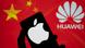 An Apple logo on a smart phone with the Chinese flag and Huawei logo in the background An Apple logo on a smart phone with the Chinese flag and Huawei logo in the background