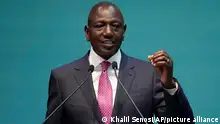Kenyan President William Ruto, addresses delegates during the official opening of the Africa Climate Summit at the Kenyatta International Convention Centre in Nairobi, Kenya, Monday, Sept. 4, 2023. The first African Climate Summit opened with heads of state and others asserting a stronger voice on a global issue that affects the continent of 1.3 billion people the most, even though they contribute to it the least. (AP Photo/Khalil Senosi)