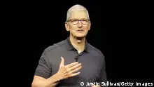 CUPERTINO, CALIFORNIA - SEPTEMBER 12: Apple CEO Tim Cook delivers remarks during an Apple special event on September 12, 2023 in Cupertino, California. Apple is set to unveil the new iPhone 15 and Apple Watch. (Photo by Justin Sullivan/Getty Images)