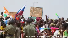 NIAMEY, NIGER - AUGUST 27: Supporters of the military administration in Niger storm French military air base as they demand French soldiers to leave the country in Niamey, Niger on August 27, 2023. On Aug. 25, NigerÄôs military administration gave the French Ambassador Sylvain Itte 48 hours to leave the country, accusing him of refusing to respond to an invitation to meet Niger's foreign minister. Balima Boureima / Anadolu Agency