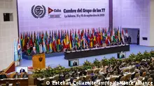 Miguel Diaz-Canel (l), Präsident von Kuba, eröffnet den Gipfel der Gruppe der 77, eines Zusammenschlusses von Entwicklungsländern und Chinas innerhalb der Vereinten Nationen. +++ dpa-Bildfunk +++