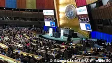 18/09/2023**September 18, 2023, New York, New York, USA: The UN General Assembly Hall is lit in rainbow colors coined for this yearÃââ s focus and theme Sustainable Development Goals for the United Nations 2023 UNGA gathering which nations will discuss and address the leading concerns in our world today. New York USA - ZUMAo116 20230918_znp_o116_056 Copyright: xBiancaxOterox