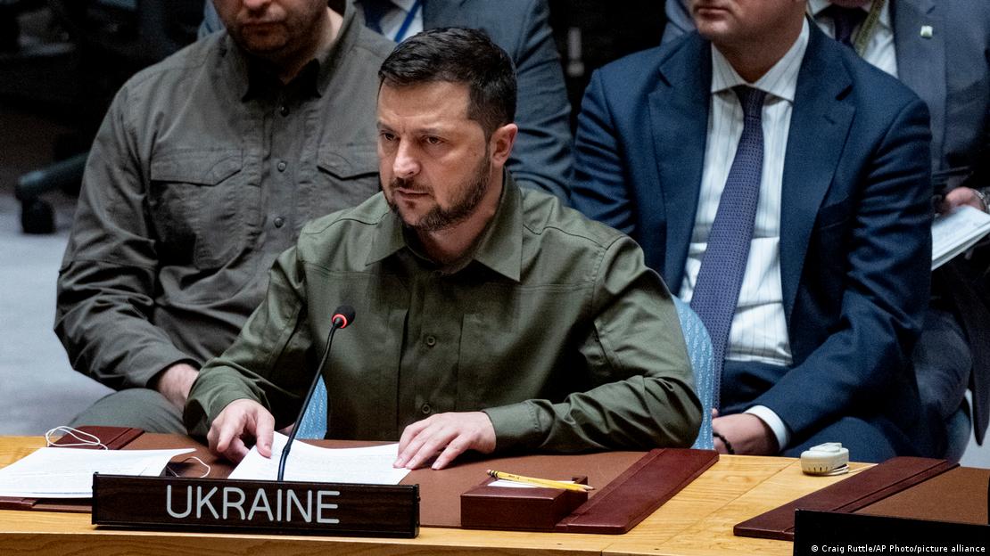 Presidente ucraniano, Volodimir Zelenski, em 20 de setembro de 2023, durante Assembleia Geral da ONU, em Nova York