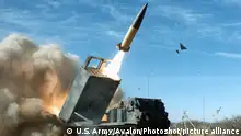 An ATACMS (Army Tactical Missile System) being launched by an M270. 21 June 2023: The US House Foreign Affairs Committee passed a resolution Wednesday calling on the administration of President Joe Biden to immediately send long-range missiles to Ukraine., Credit:U.S. Army / Avalon