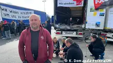 22.09.2023
Streik der osteuropäischen LKW-Fahrer in Gräfenhausen. Alle sind in der polnischen Speditionsgruppe Mazur eingestellt. 