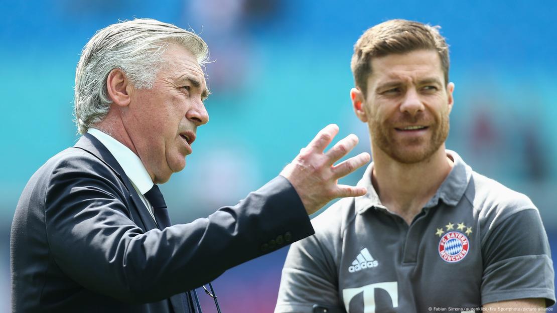 Ancelotti (izq.) y su virtual sucesor, Xabi Alonso, tienen algo en común: su paso por el Bayern Múnich. Ancelotti (izq.) y su virtual sucesor, Xabi Alonso, tienen algo en común: su paso por el Bayern Múnich.