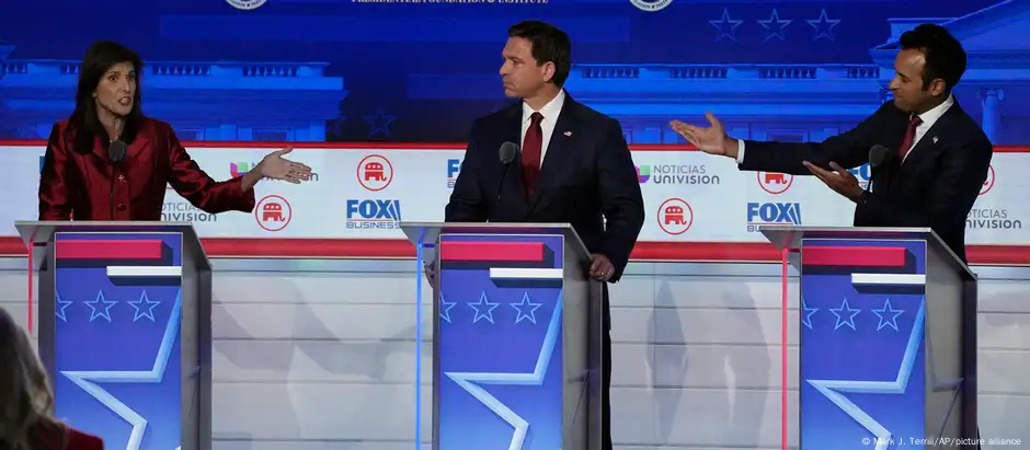 USA, Simi Valley | Vorwahldabatte der Republikaner | Nikki Haley, Vivek Ramaswamy und Ron DeSantis