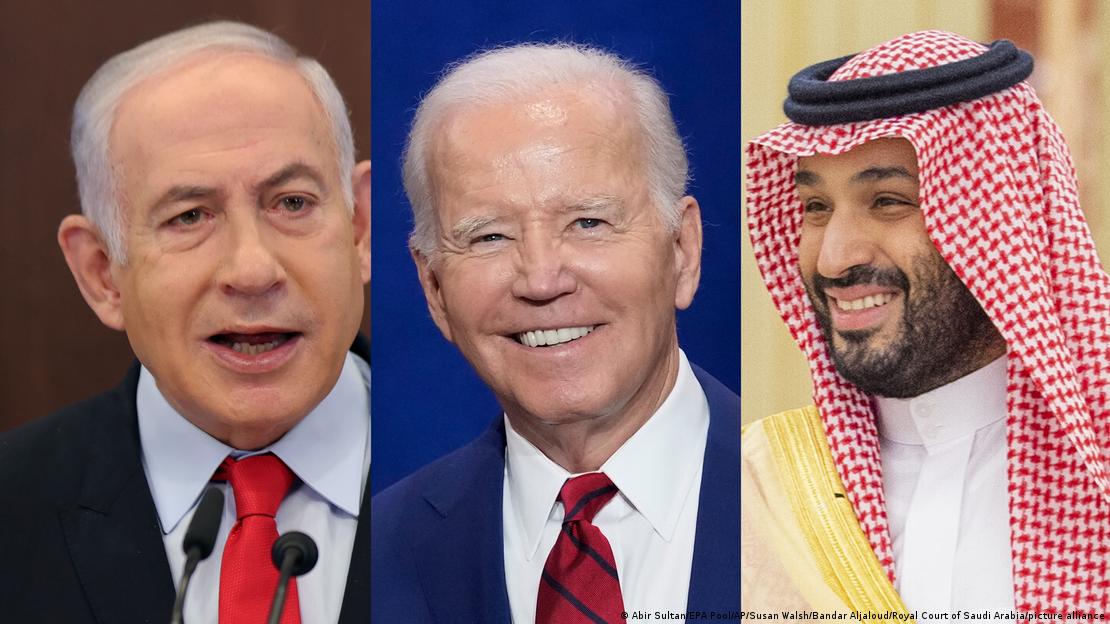 İsrail Başbakanı Benyamin Netanyahu, ABD Başkanı Joe Biden ve Suudi Arabistan Veliaht Prensi Muhammed bin Selman.