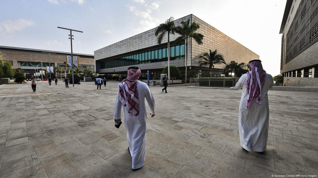 Men walk at the campus of the King Abdullah University of Science and Technology (KAUST), in Saudi Arabia's western Red Sea town of Thuwal.