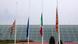 Flags of Veneto, European Union, Italy and Venice at half mast in front of Dell'Angelo hospital