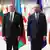 Three men in suits — Azerbaijan President Ilham Aliyev, EU Council President Charles Michel, and Armenian Prime Minister Nikol Pashinyan (l to r) — pose for a photo in Brussels in May 2023 