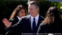 Gov. Gavin Newsom arrives for a memorial service for Sen. Dianne Feinstein, Thursday, Oct. 5, 2023, in San Francisco. (AP Photo/Godofredo A. Vásquez)