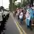 Policías y manifestantes frente a frente en Ciudad de Guatemala, durante las manifestaciones en apoyo al presidente electo Bernardo Arévalo y en contra de la fiscal general Consuelo Porras. (Foto de archivo: 10.10.2023)