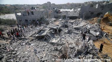 A view of destroyed Gaza buildings following Isreali airstrikes