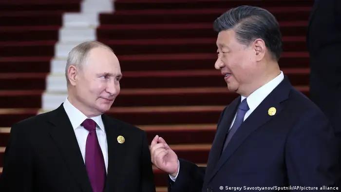 图为2023年10月俄罗斯总统普京赴北京参加 一带一路 国际合作高峰论坛，与中国国家主席习近平举行会谈
