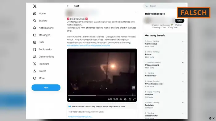 这段所谓火箭弹击中加沙医院的视频，事实上去年就已出现在各个社媒平台上。