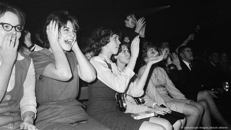 Excited Fans Reacting to The Beatles British Rock and Roll Performing, Washington Coliseum, Washington, D.C., USA, in a black-and-white photograph by Marion S. Trikosko, February 11, 1964