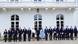 Slovak President Zuzana Caputova (centre, in a pale blue coat) poses for a 'family photo' with the members of Robert Fico's (left of the president) new government, Presidential Palace, Bratislava, Slovakia, October 25, 2023 Slovak President Zuzana Caputova (centre, in a pale blue coat) poses for a 'family photo' with the members of Robert Fico's (left of the president) new government, Presidential Palace, Bratislava, Slovakia, October 25, 2023