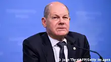27/10/2023**Germany's Chancellor Olaf Scholz speaks during a press conference at the end of a European Union summit, at the EU headquarters in Brussels, on October 27, 2023. EU leaders meeting in Brussels discussed bolstering support for Ukraine, as they strived to focus on helping that country against Russia's invasion even as Middle East turmoil steals global attention. (Photo by JOHN THYS / AFP) (Photo by JOHN THYS/AFP via Getty Images)