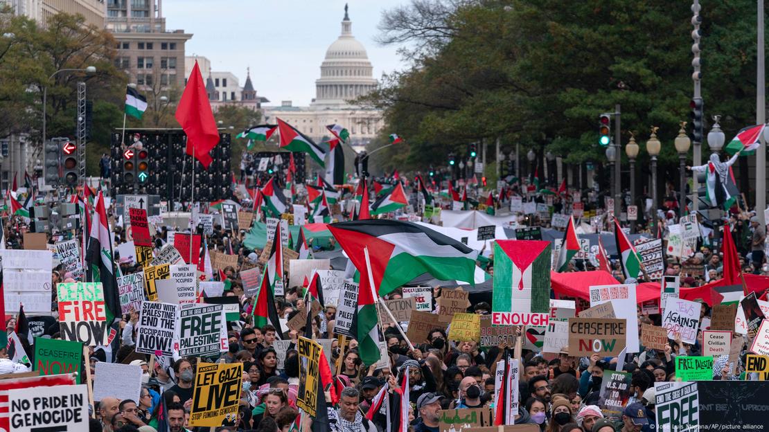 Pro-palästinensische Demonstration in Washington, im Hintergrund das Kapitol