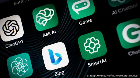 Icons of AI chat applications on a mobile device screen