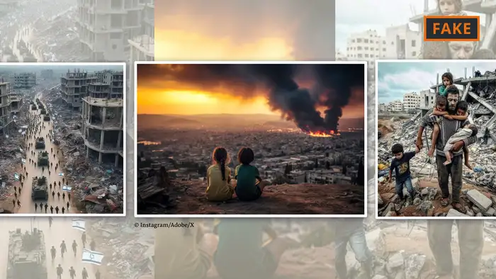 这三幅有关加沙冲突的图片都是由人工智能生成的。