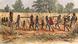 A woodcut from 1892 showing a caravan of captured people tied together as they walk past long grass in a region of Africa that is now in Sudan. A woodcut from 1892 showing a caravan of captured people tied together as they walk past long grass in a region of Africa that is now in Sudan.