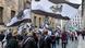 Demonstrators wave the flag of the Kingdom of Prussia Demonstrators wave the flag of the Kingdom of Prussia