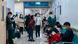 Parents with children suffering from respiratory diseases line up at a children's hospital in Chongqing, China Parents with children suffering from respiratory diseases line up at a children's hospital in Chongqing, China