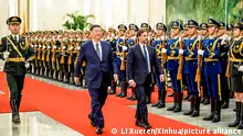 (231122) -- BEIJING, Nov. 22, 2023 (Xinhua) -- Chinese President Xi Jinping holds a welcoming ceremony for Uruguayan President Luis Alberto Lacalle Pou in the Northern Hall of the Great Hall of the People prior to their talks in Beijing, capital of China, Nov. 22, 2023. Xi held talks with Uruguayan President Luis Alberto Lacalle Pou, who is on a state visit to China, in Beijing on Wednesday. (Xinhua/Li Xueren)