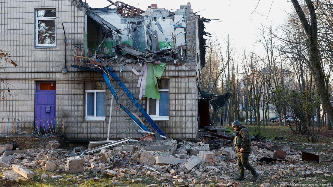Κατεστραμμένο νηπιαγωγείο έξω από το Κίεβο