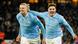 Erling Haaland bejubelt einen Treffer für Manchester City, mit ihm freut sich Teamkollege Julian Alvarez. Erling Haaland bejubelt einen Treffer für Manchester City, mit ihm freut sich Teamkollege Julian Alvarez.