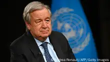 29/11/2023**UN Secretary-General Antonio Guterres speaks during an interview at the United Nations headquarters ahead of the COP28 meeting in New York, November 29, 2023. The COP28 climate conference should aim for a complete phaseout of fossil fuels, UN Secretary-General Antonio Guterres told AFP on November 29, warning of total disaster on humanity's current trajectory.
Obviously I am strongly in favor of language that includes (a) phaseout, even with a reasonable time framework, Guterres said in an interview before flying off to the United Arab Emirates, the oil-rich nation hosting the two-week UN climate summit beginning November 30. (Photo by Andrea RENAULT / AFP) (Photo by ANDREA RENAULT/AFP via Getty Images)