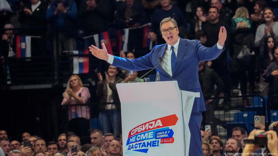 Aleksandar Vučić na mitingu Srpske napredne stranke 2. decembra 2023. u Beogradskoj areni