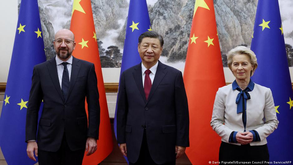 2023年12月，中國國家主席習近平在北京會見了歐盟執委會主席馮德萊恩，以及歐洲理事會主席米歇爾（資料照）。