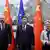 2023年12月，中国国家主席习近平在北京会见了欧盟执委会主席冯德莱恩，以及欧洲理事会主席米歇尔（资料照）。