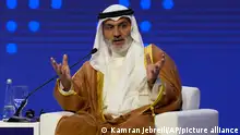 OPEC Secretary-General Haitham al-Ghais talks during the ADIPEC, Oil and Energy exhibition and conference in Abu Dhabi, United Arab Emirates, Monday Oct. 2, 2023. (AP Photo/Kamran Jebreili)